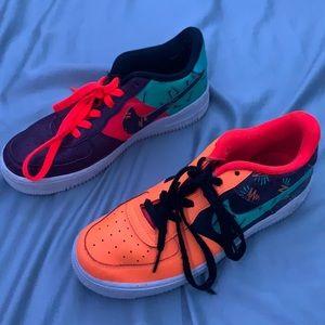 Orange and purple multicolor Nike sneakers